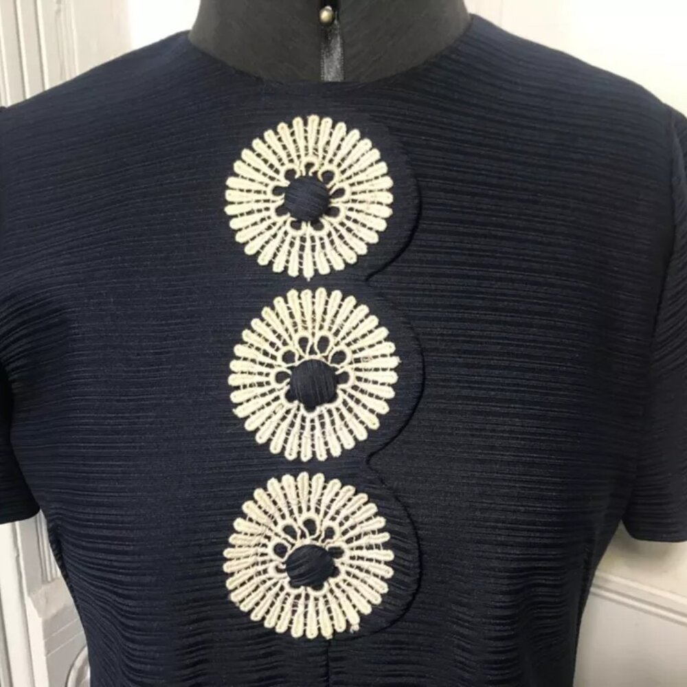 Vintage 1960’s Navy Blue Mynette Day Dress Size 10